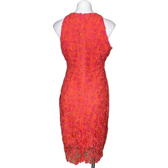 Alexia Admor NWT $146 Coral Pink Reese Lace Dress, Floral Crochet Design Size 8 - Picture 7 of 12